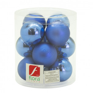 Palline di Natale in vetro blu Ø 4 cm confezione da 12 pezzi Flora