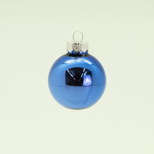 Pallina di Natale in vetro blu lucido Ø 4 cm Flora