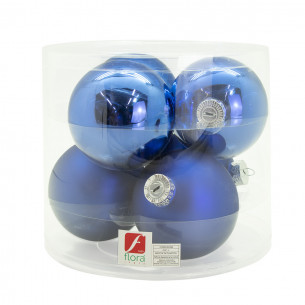 Palline di Natale in vetro blu Ø 8 cm confezione da 6 pezzi Flora
