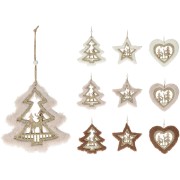 Pendente natalizio in legno con pelliccia H13 cm assortito H&S Collection