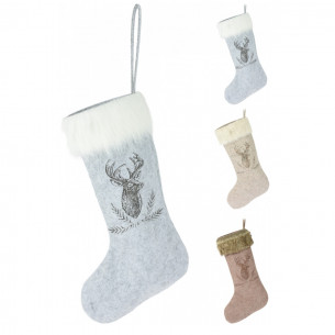 Calza di Natale in feltro decorazione natalizia da appendere H60 cm assortito H&S Collection