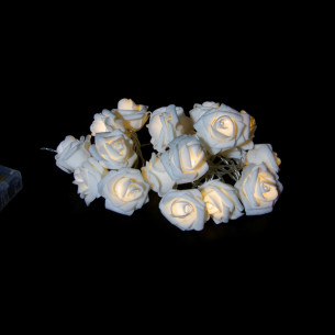 Catena luminosa a batteria rose bianche cavo trasparente 20 LED luce calda fissa 1,4 m Prequ 2