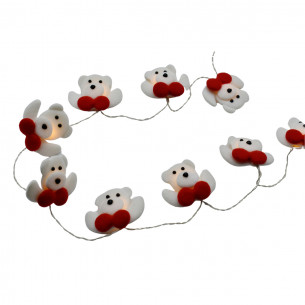 Catena luminosa a batteria orsetti in panno cavo trasparente 10 LED luce calda fissa 1,5 m Prequ