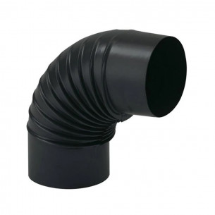 Gomito curva a 90 smaltato nero opaco stufa legna monoparete acciaio 0,6 mm