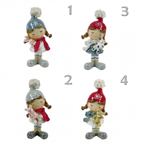 Bimba in resina H15 cm decorazione Natalizia H&S Collection