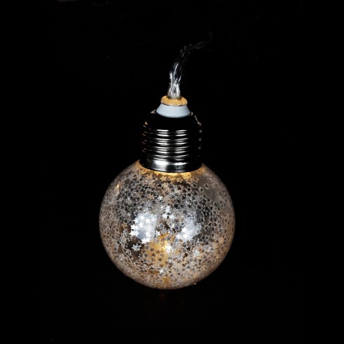 Catena luminosa a batteria 10 lampadine stellate cavo trasparente LED luce calda fissa 1,35 m Prequ