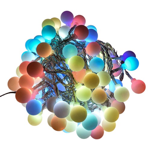 Luci di Natale cavo trasparente 100 sfere opache multicolor con giochi di luce 5 m Prequ