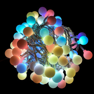 Luci di Natale cavo trasparente 100 sfere opache multicolor con giochi di luce 5 m Prequ