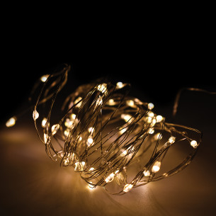 Luci di Natale a batteria cavo metallico 30 nano LED bianco caldo luce fissa 3 m Prequ