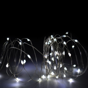 Luci di Natale a batteria cavo metallico 30 nano LED bianco ghiaccio luce fissa 3 m Prequ