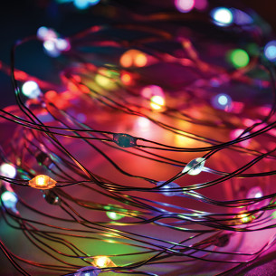 Luci di Natale a batteria cavo metallico 30 nano LED multicolor luce fissa 3 m Prequ