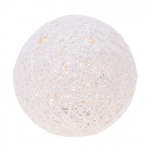 Sfera luminosa in rafia con luce LED Ø 15 cm glitter bianco H&S Collection 2