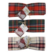 Runner natalizio Scott tartan con filo lurex oro e nappe 40x145 cm