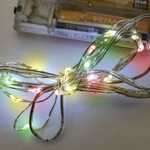 Luci di Natale a batteria cavo metallico 20 nano LED multicolor luce fissa 2 m Prequ