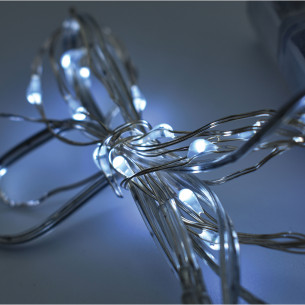 Luci di Natale a batteria cavo metallico 20 nano LED bianco ghiaccio luce fissa 2 m Prequ