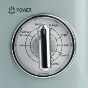 Forno a microonde con cottura combinata Girmi FM21 700W verde dettaglio manopola potenza