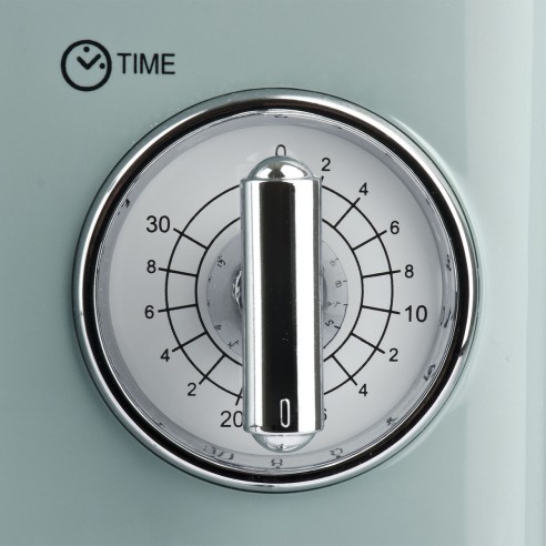 Forno a microonde con cottura combinata Girmi FM21 700W verde dettaglio manopola potenza