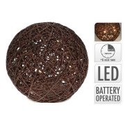 Sfera rafia Ø 15 cm con luce LED glitter brown H&S Collection