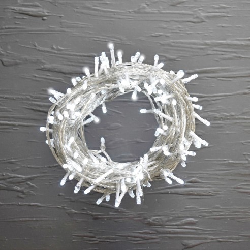 Luci di Natale cavo trasparente 180 LED bianco ghiaccio con memory giochi luce 9 m Prequ
