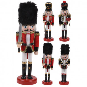 Schiaccianoci in legno soldato natalizio rosso nero H38 cm assortito
