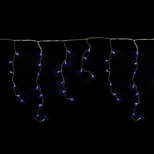 Tenda frastagliata stalattite luminosa cavo trasparente 72 LED blu giochi luce 2,20x0,8 m prolungabile Prequ