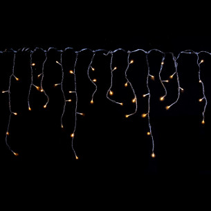 Tenda frastagliata stalattite luminosa a batteria con timer cavo trasparente 180 LED bianco caldo giochi luce 4,20x0,5 m Prequ