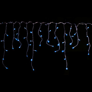 Tenda frastagliata stalattite luminosa a batteria con timer cavo trasparente 180 LED blu giochi luce 4,20x0,5 m Prequ
