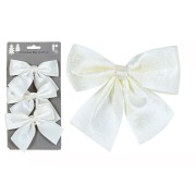 Confezione fiocco natalizio in velluto bianco 3pz