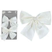Confezione fiocco natalizio in velluto bianco 2 pz