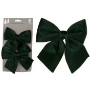 Confezione fiocco natalizio in velluto verde 2pz