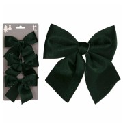 Confezione fiocco natalizio in velluto verde 3 pz