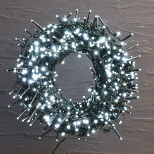 Luci di Natale cavo verde 800 micro LED bianco freddo con memory giochi luce 16 m Prequ