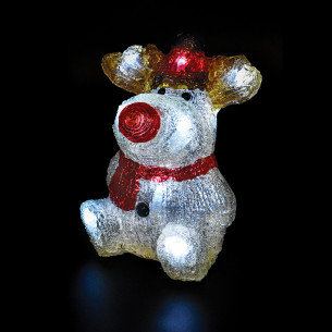 Piccola renna in acrilico a batteria decorazione natalizia 12 LED luce fissa bianco freddo H16 cm Prequ