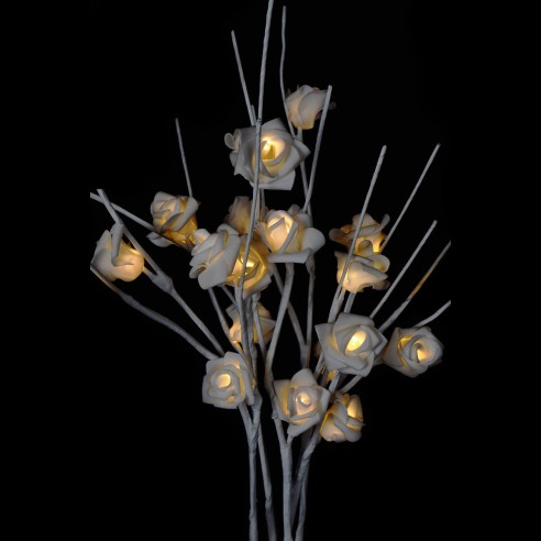 Rami con rose luminose 25 LED a batteria bianco caldo luce fissa H60 set 5 pz Prequ