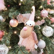 Renna natalizia in tessuto rosa con luce LED H22 cm assortita