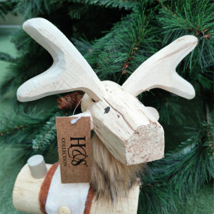Renna natalizia in legno 19x19xh37 cm assortito H&S Collection 2