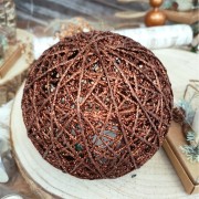 Sfera rafia Ø 15 cm con luce LED glitter brown