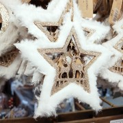 Pendente natalizio in legno con pelliccia H13 cm stella