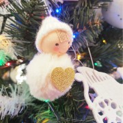 Pendente Angelo in tessuto H 8 cm bianco