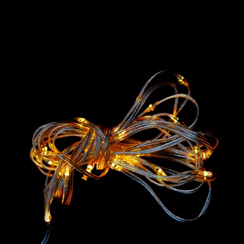 Luci di Natale a batteria con timer cavo trasparente 48 nano Bean LED luce tradizionale giochi luce 3,5 m Prequ