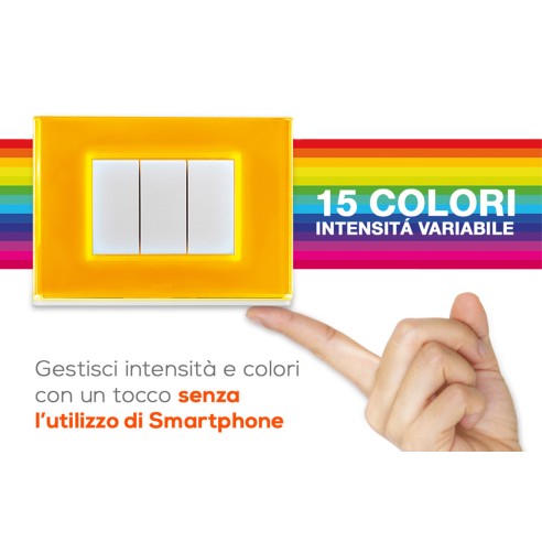 Placca luminosa multicolore Brain Classic 3F bianca Beghelli 81231E 15 colori