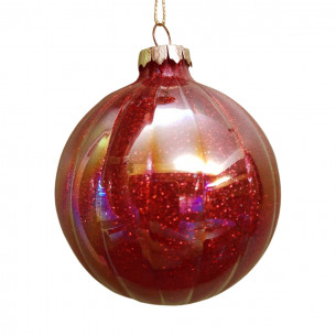 Pallina di Natale sfera in vetro rosso lucido Ø 8 cm Domus