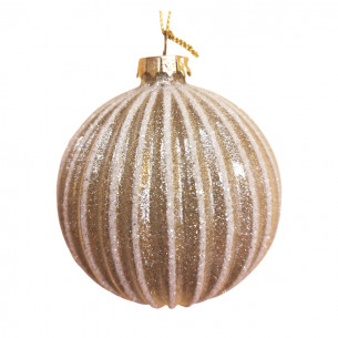 Pallina di Natale sfera in vetro oro righe bianche Ø 8 cm Domus
