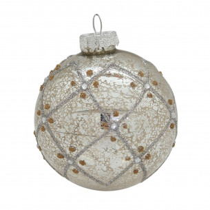 Pallina di Natale sfera in vetro argento con glitter Ø 8 cm Domus