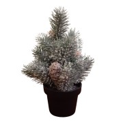 Albero di Natale innevato pinetto con pigne e bacche H22 cm Domus