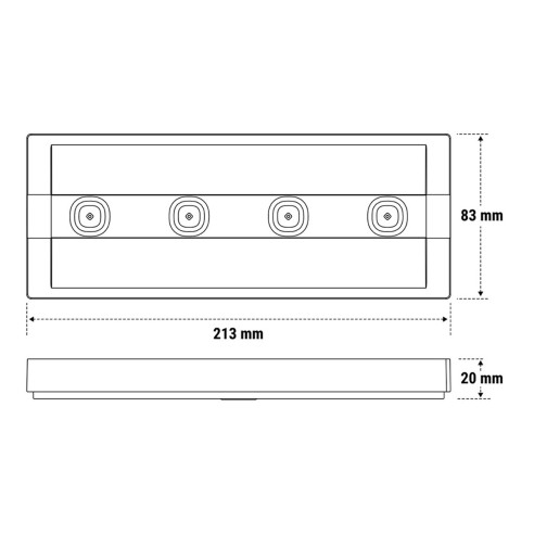 Lampada per illuminazione di emergenza Up LED Lite 100L IP42 SE Beghelli 4340F dimensioni