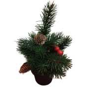 Albero di Natale verde pinetto con pigne e bacche H22 cm Domus