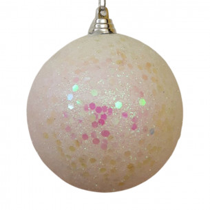 Pallina di Natale bianca con glitter assortita Euro Natale
