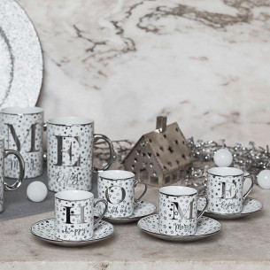 Tazzine caffè con piattino 70 cc Home porcellana argento 4 2