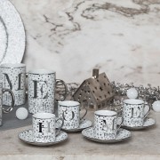 Tazzine caffè con piattino 70 cc Home porcellana argento 4pz